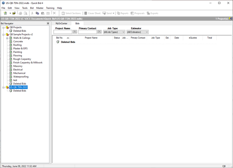 The Steel Network database shown in Bid Navigator