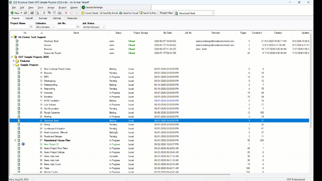 On-Screen Takeoff showing updated CloudSync banners