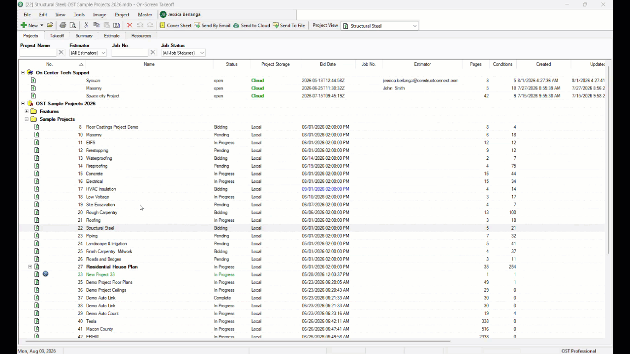 On-Screen Takeoff showing updated CloudSync banners