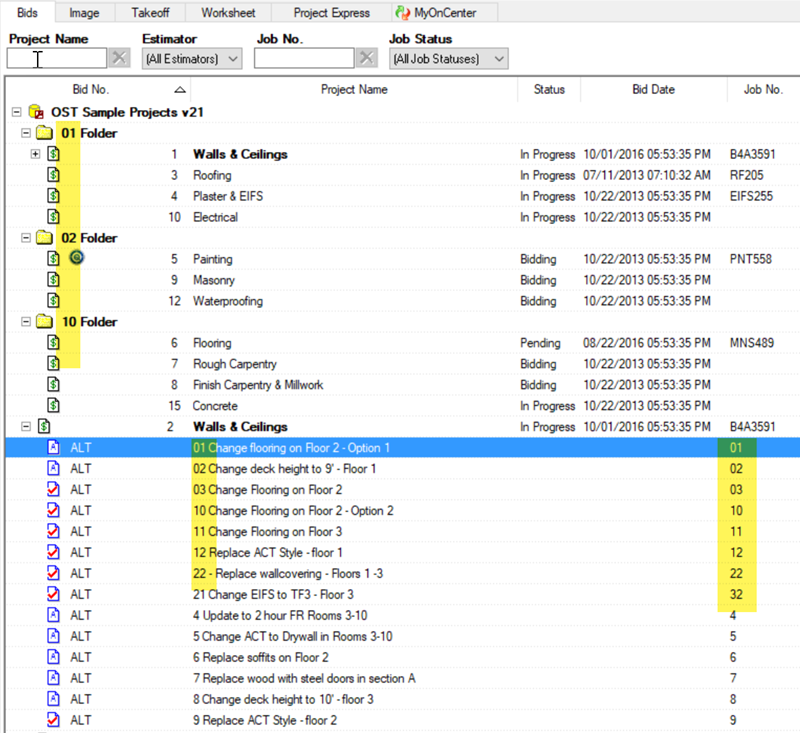 to force OST and Quick Bid to sort numerically, add a leading zero if a field is alphanumeric