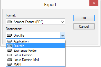 select the destination where you want to save this export