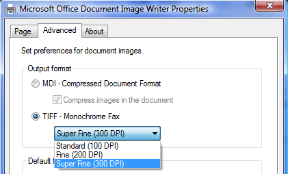 Image Writer Advanced Page Properties