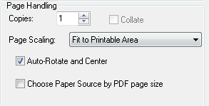 Image Writer Page Handling drop-down