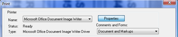 Image Writer Properties window