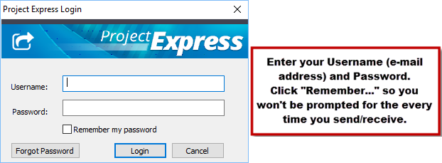 Project Express login prompt