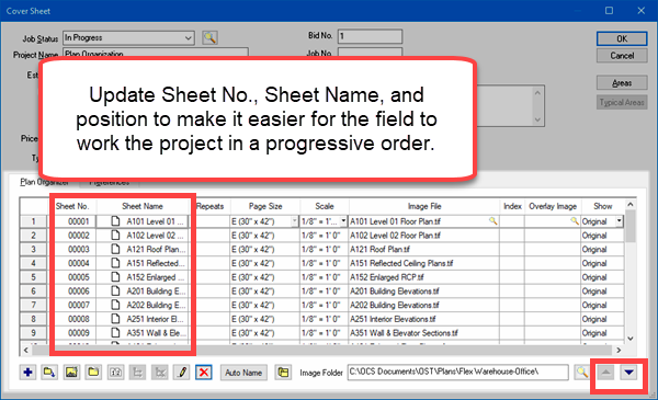 In the Cover Sheet adjust your Sheet Number and Names and positions to make it easier for the foreman to navigate