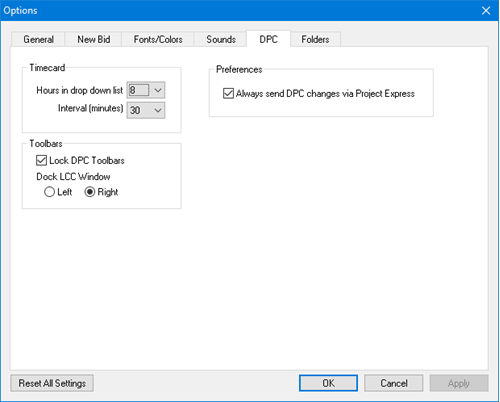 DPC Options - DPC Tab