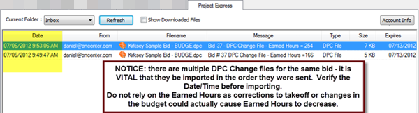 DPC Project Express Tab - managing multiple incoming updates