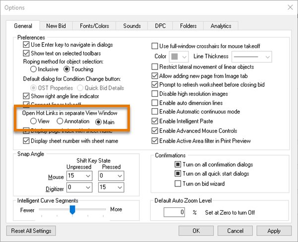 in the Options dialog box, set the open hot links option to 'main'