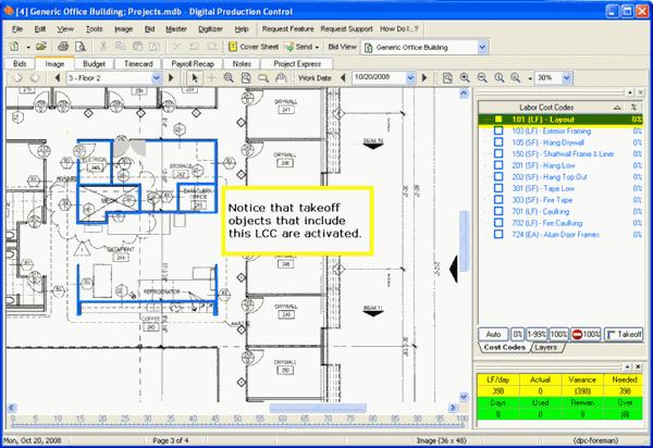 DPC - Choosing a Labor Cost Code on the Image Tab