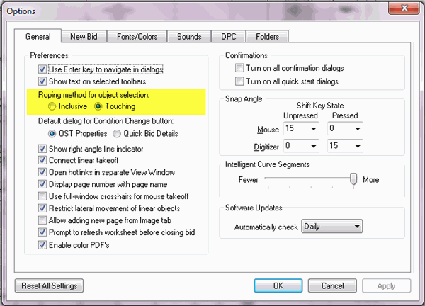 OST and DPC Options - General tab