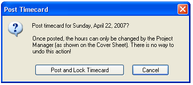 Post Timecard confirmation box