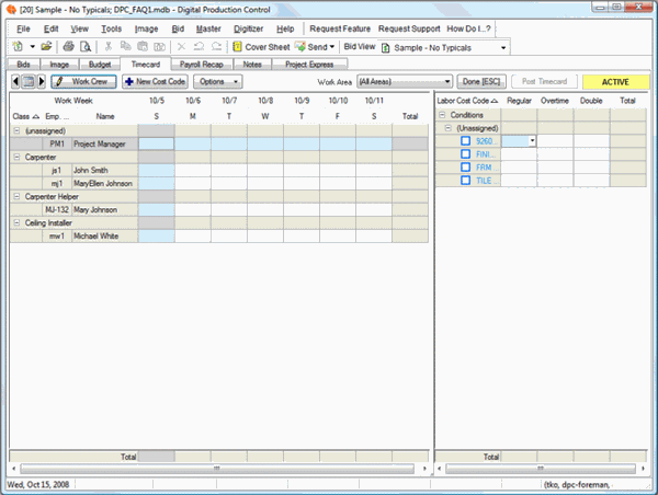 DPC Timecard Tab