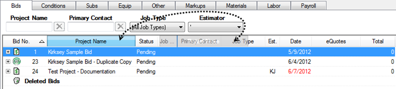 You can drag-n-drop columns on the Bids Tab to change the order in which they are displayed