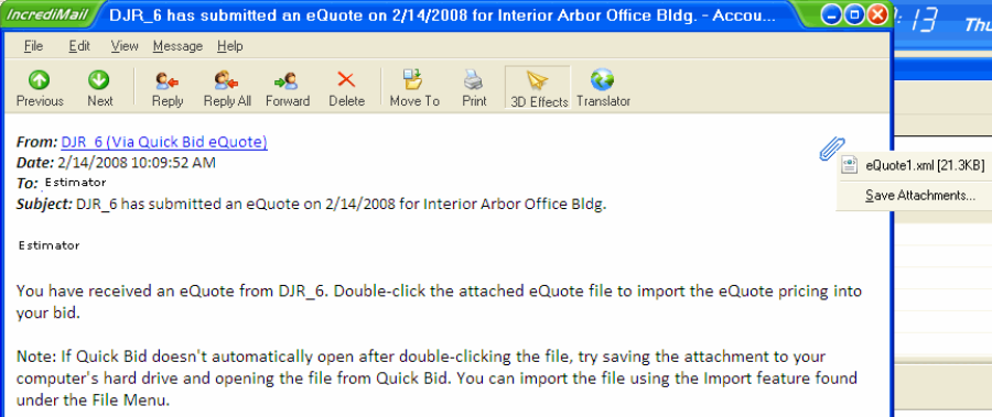 Fixing eQuote received in IncrediMail