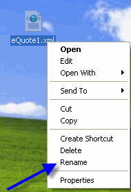 Fixing eQuote received in IncrediMail - rename XML file