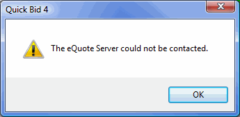 eQuote error - Server cannot be contacted