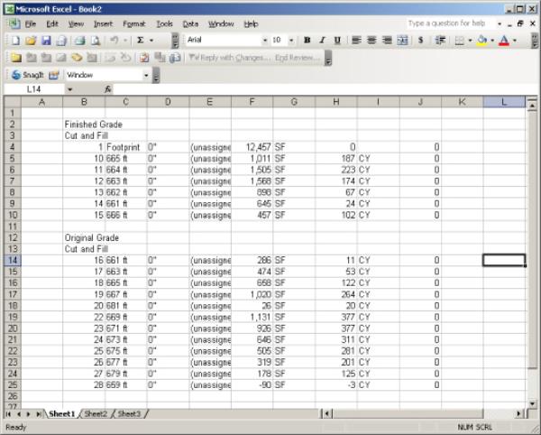 OST Cut & Fill takeoff example