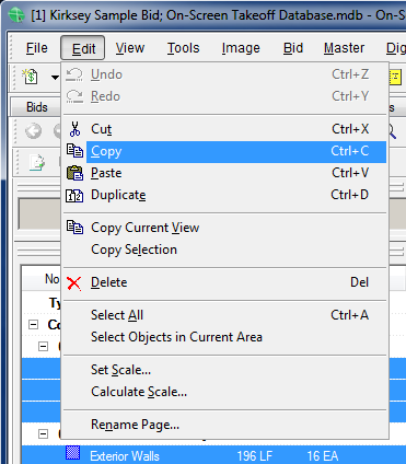 step one is to select and copy all Conditions in On-Screen Takeoff