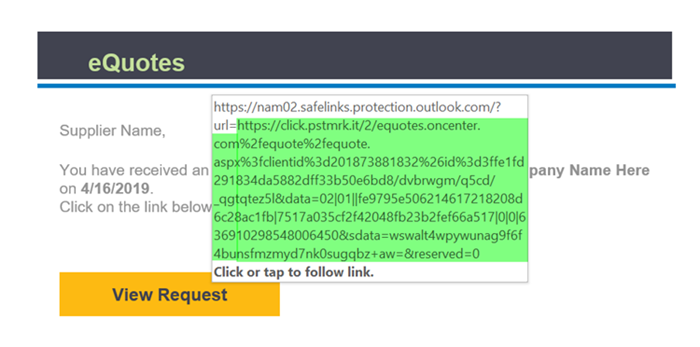 eQuote URL damaged by Outlook