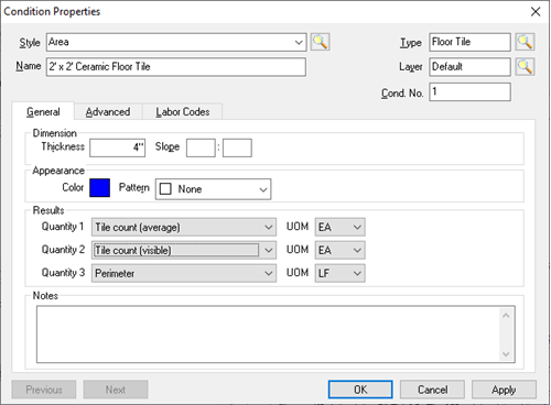 Area Condition General properties