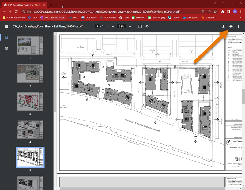 Multi-page PDF opened in browser