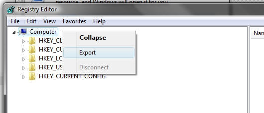 Export entire registry