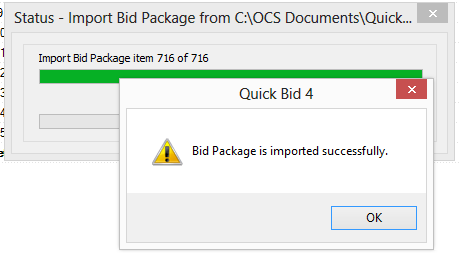 Quick Bid Bid Package successfully imported