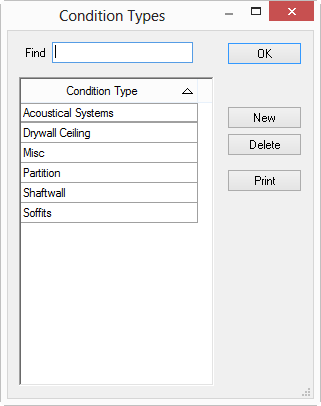 On-Screen Takeoff Master Condition Types dialog box