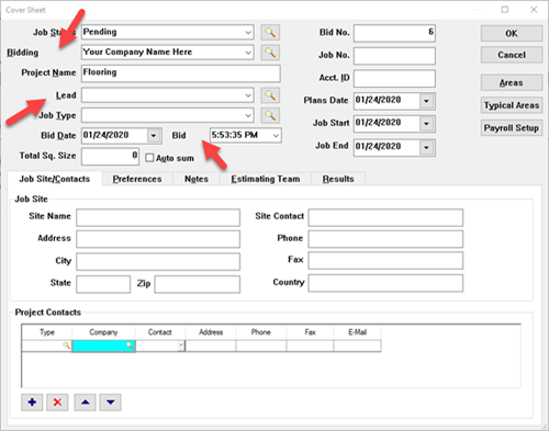 Example of missing windows font display issue in the Quick Bid Cover Sheet fields misaligned and randomly bolded