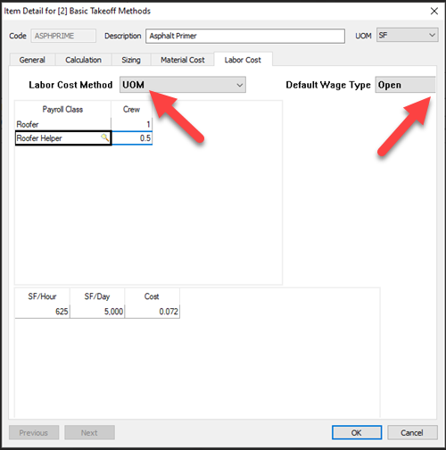 Example of missing font issue - Quick Bid Bid Item Details dialog box - Labor Cost tab erroneous bolding and cut off on right side