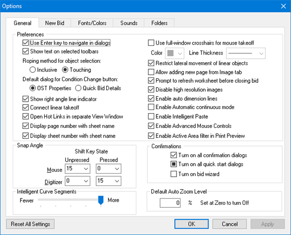 OST Options dialog box