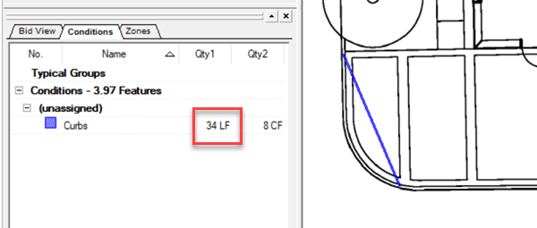 OST showing takeoff not matching curve on plan