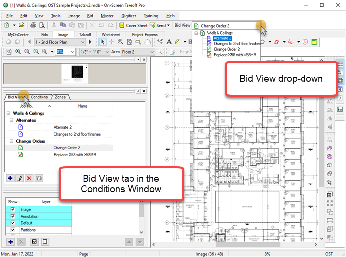 OST Image Tab showcasing the Bid View tab and Bid View drop-down