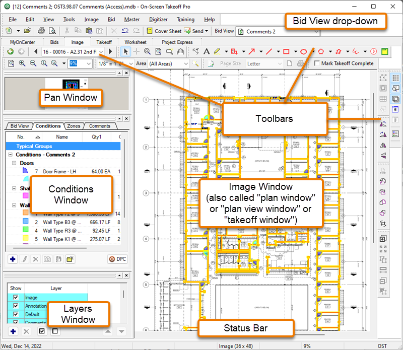 Image Tab general layout - labeled