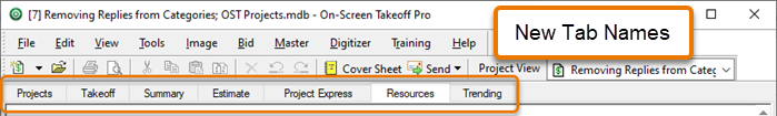 On-Screen Takeoff legacy Program Tabs