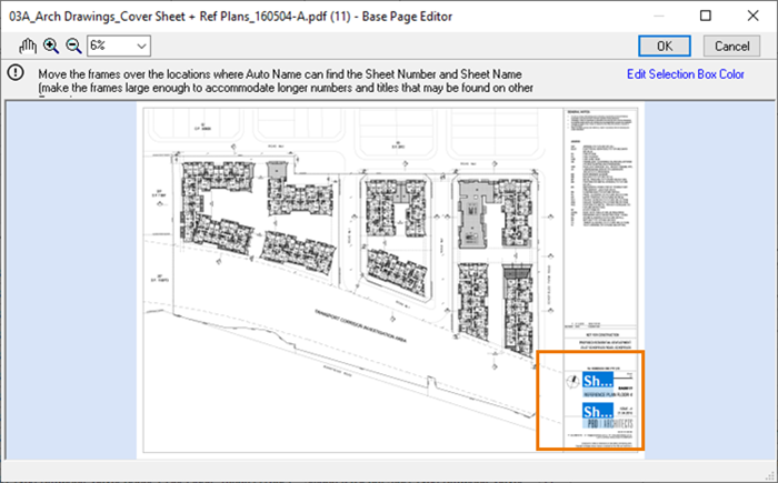 Auto Name - Set No. and Name location on page - default view