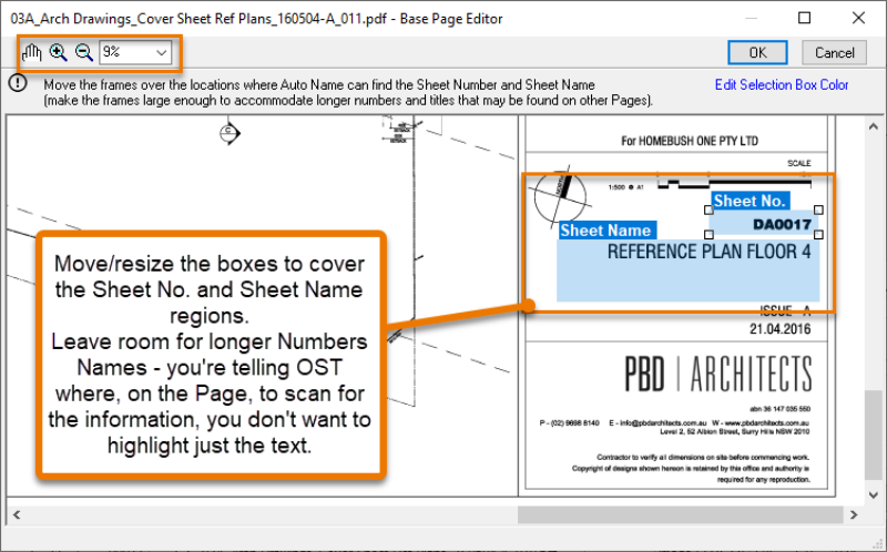 Auto Name - Set No. and Name location on page - locations set