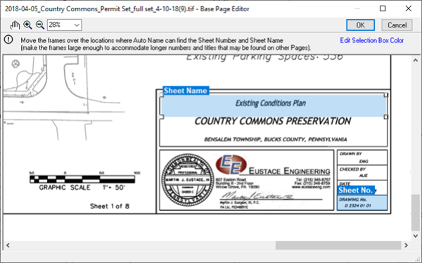 Auto Name - Set No. and Name location on page - locations set (Example 2)