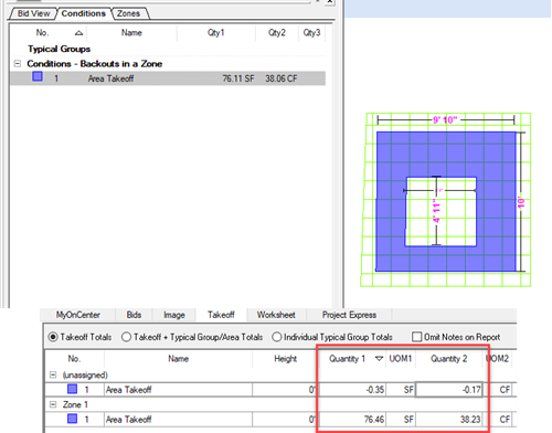 OST Takeoff Tab displays Sloped Area within a Zone incorrectly