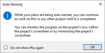 Auto Name - you can work in this project or any other while Auto Name processes Pages
