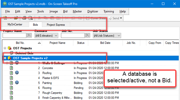 OST program Tabs- no bid selected