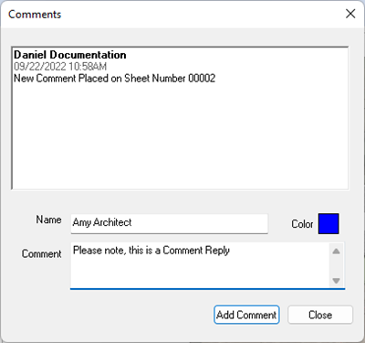 Comment dialog box