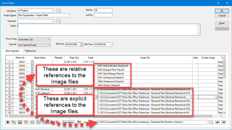 Cover Sheet Plan Image File paths explained