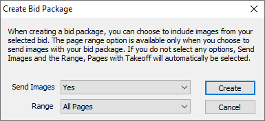 OST create a bid package dialog box