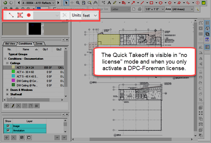 OST Quick Takeoff toolbar