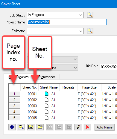 OST Cover Sheet explaining Page and Sheet Numbers