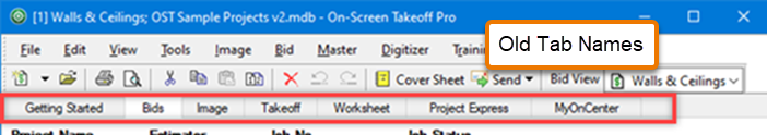 On-Screen Takeoff legacy Program Tabs