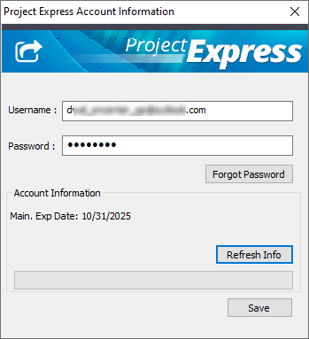 OST Project Express sign into existing account using your e-mail address