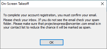 OST Project Express sign up confirmation prompt